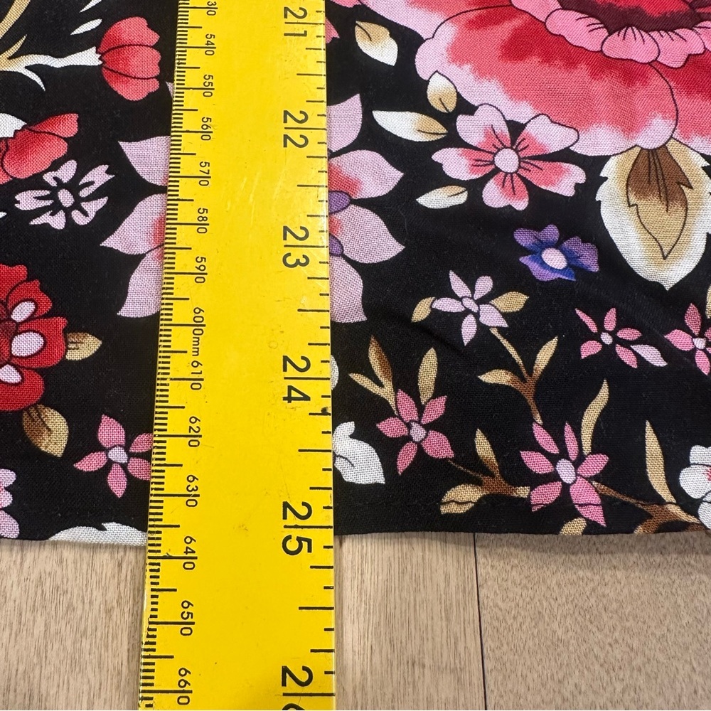 Cynthia Rowley Womens 2X Stretch Black Floral Tunic V-Neck 3/4 Sleeve Blouse Top - Picture 12 of 12